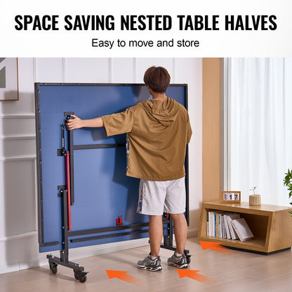 VEVOR Ping Pong Table, Professional Table Tennis Game, Indoor MDF Portable Table Tennis Table, Foldable Ping Pong Table with Quick Clamp Net and Lockable Wheel, 10 Minute Easy Assembly, 18mm Tabletops - DZDTZDPPQZ1877HKXV0 - view 6