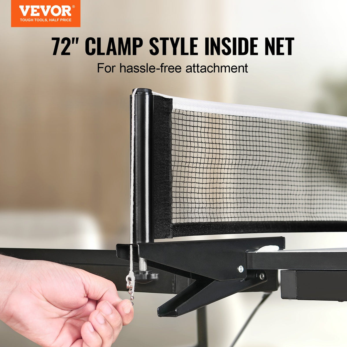 VEVOR Ping Pong Table, Professional Table Tennis Game, Indoor MDF Portable Table Tennis Table, Foldable Ping Pong Table with Quick Clamp Net and Lockable Wheel, 10 Minute Easy Assembly, 25mm Tabletops - DZDTZDPPQZ257835ZV0 - view 3