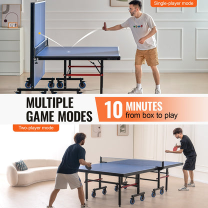 VEVOR Ping Pong Table, Professional Table Tennis Game, Indoor MDF Portable Table Tennis Table, Foldable Ping Pong Table with Quick Clamp Net and Lockable Wheel, 10 Minute Easy Assembly, 25mm Tabletops - DZDTZDPPQZ257835ZV0 - view 5