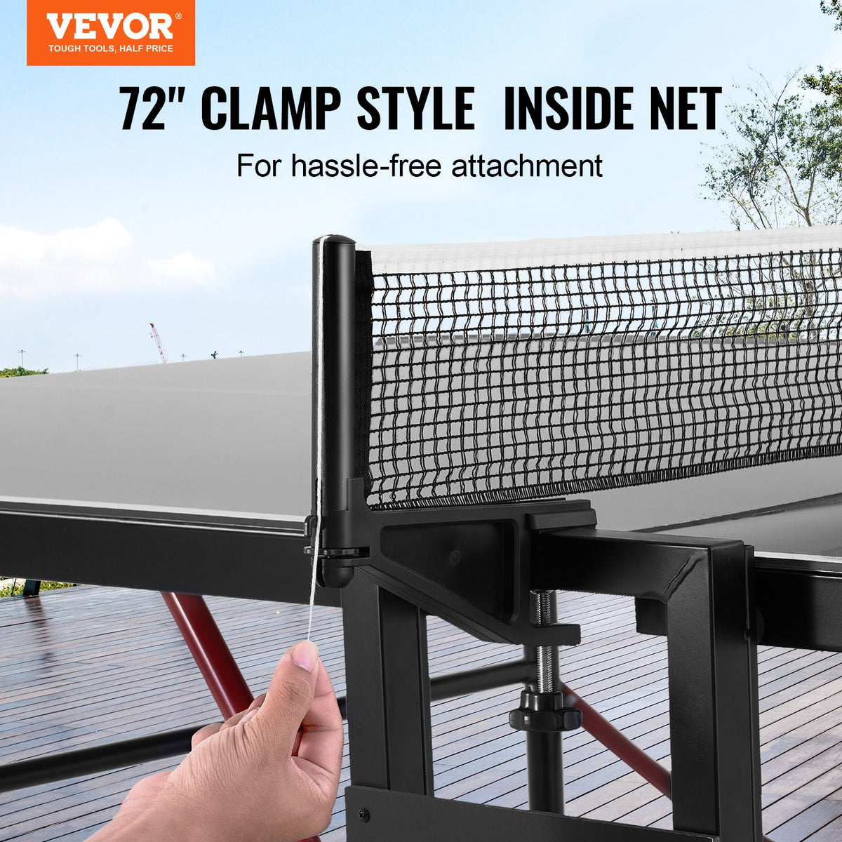 VEVOR Ping Pong Table, Professional Table Tennis Game, Indoor/Outdoor All Weather Aluminum Table Tennis Table, Portable Foldable Table with Quick Clamp Net & Large Lockable Wheels, 10 Minute Assembly - DZDTZDPPQZ6MQ32J9V0 - view 3
