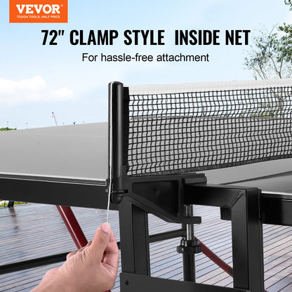 VEVOR Ping Pong Table, Professional Table Tennis Game, Indoor/Outdoor All Weather Aluminum Table Tennis Table, Portable Foldable Table with Quick Clamp Net & Large Lockable Wheels, 10 Minute Assembly - DZDTZDPPQZ6MQ32J9V0 - view 3