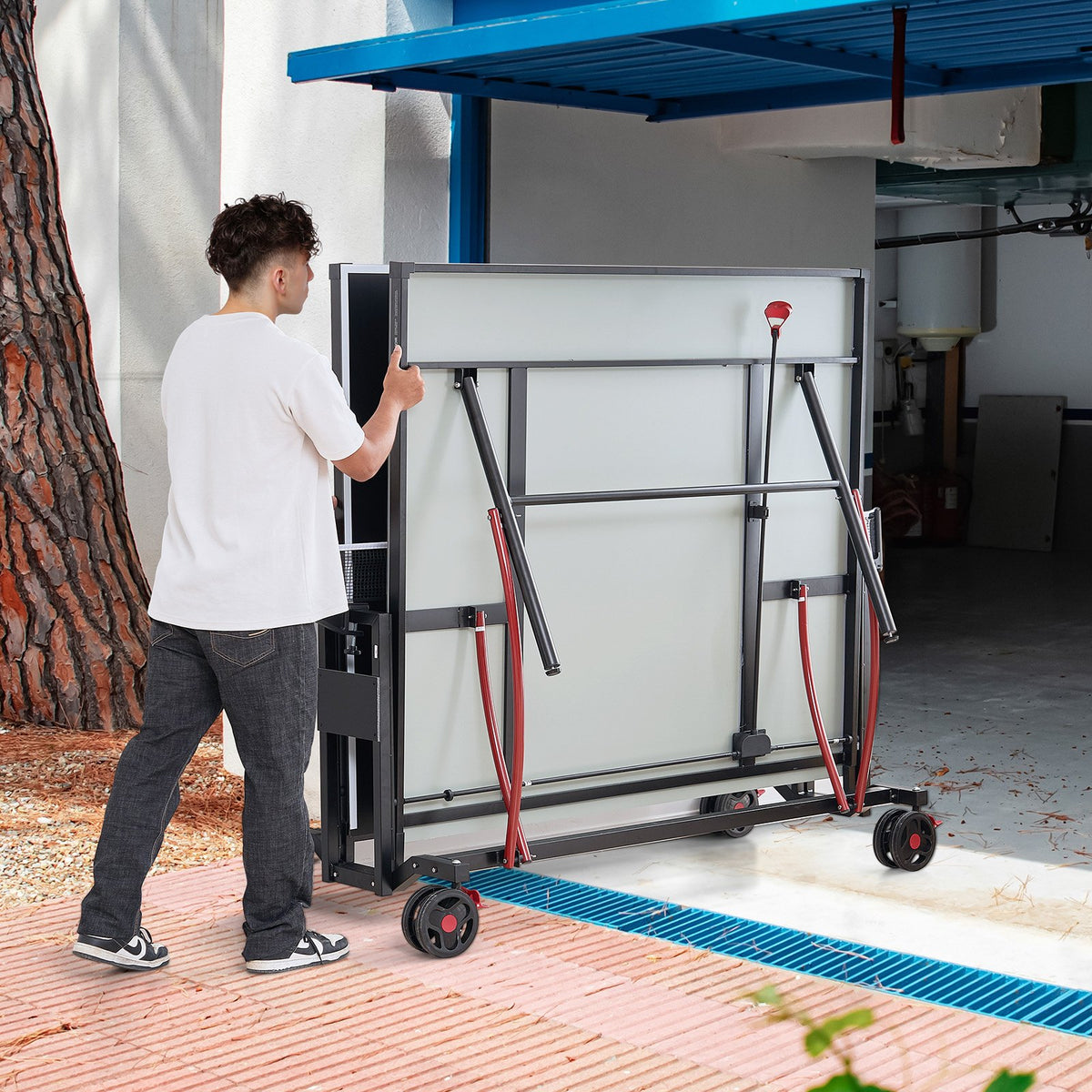 VEVOR Ping Pong Table, Professional Table Tennis Game, Indoor/Outdoor All Weather Aluminum Table Tennis Table, Portable Foldable Table with Quick Clamp Net & Large Lockable Wheels, 10 Minute Assembly - DZDTZDPPQZ6MQ32J9V0 - view 9