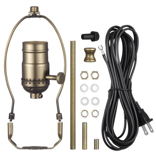 VEVOR Lamp Rewire Kit, E26 Lamp Socket with 12 ft Matching Cord, Antique Bronze Finish, Lamps Making Kit with All Essential Hardware, Light Wiring Kits for Table & Floor Lamps, DIY Rewire or Repair - DZDZXTZ1G0008U17N001V6 - view 2