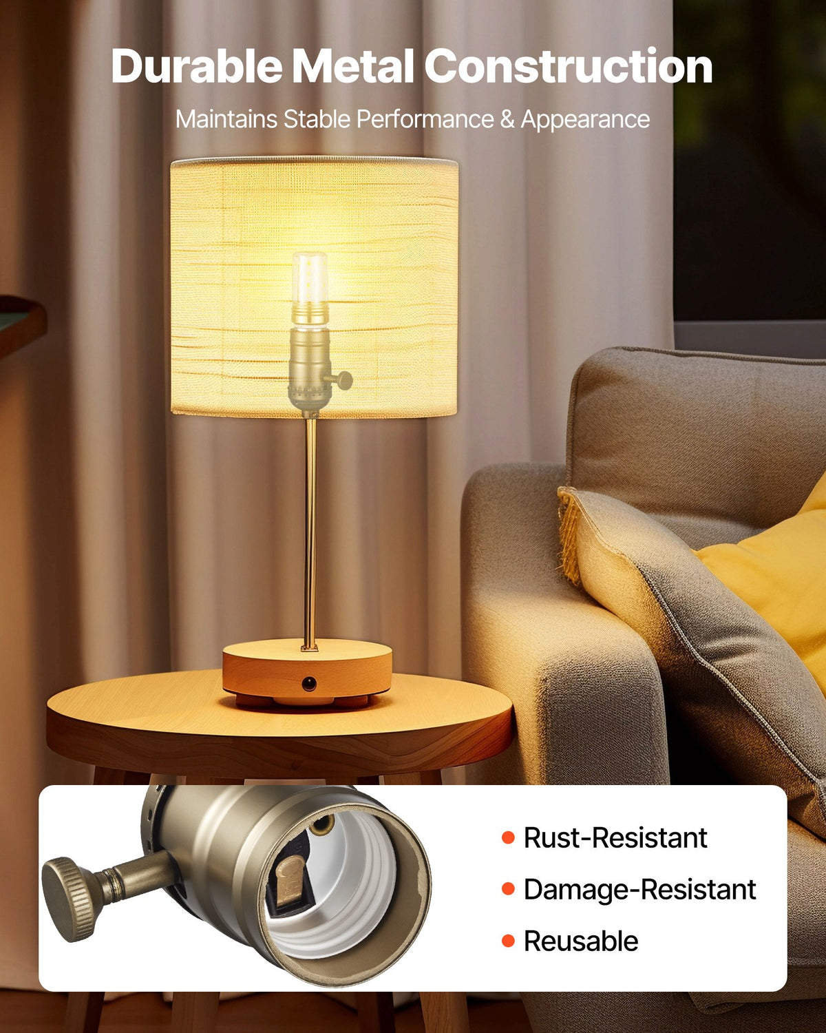 VEVOR Lamp Rewire Kit, E26 Lamp Socket with 12 ft Matching Cord, Antique Bronze Finish, Lamps Making Kit with All Essential Hardware, Light Wiring Kits for Table & Floor Lamps, DIY Rewire or Repair - DZDZXTZ1G0008U17N001V6 - view 4