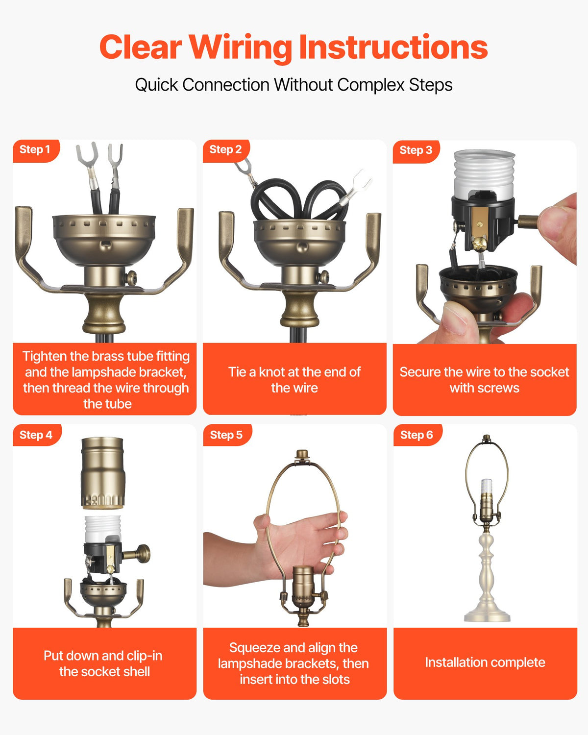 VEVOR Lamp Rewire Kit, E26 Lamp Socket with 12 ft Matching Cord, Antique Bronze Finish, Lamps Making Kit with All Essential Hardware, Light Wiring Kits for Table & Floor Lamps, DIY Rewire or Repair - DZDZXTZ1G0008U17N001V6 - view 7