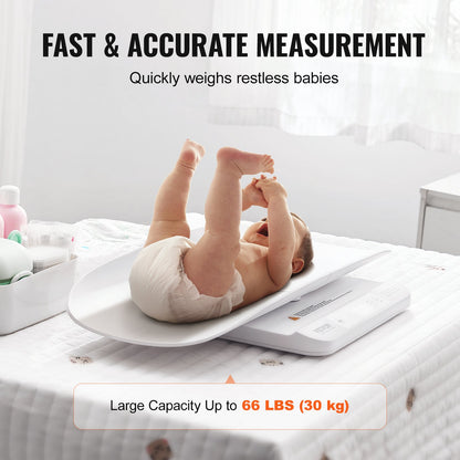 VEVOR Baby Scale, 2-in-1 Infant Weight Scale with Detachable Tray, Digital Baby Scale for Weighing with Hold & Tare Function, 5 Units for Babies, Toddler, Pet, 66LBS Capacity (3 x Battery Included) - DZEHYYECDZFTZN0WVV9 - view 4