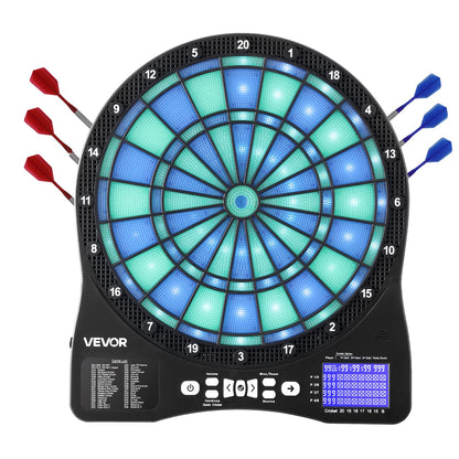 VEVOR Electronic Dart Board, LED-Illuminated Target Dartboard with 48 Games & 500+ Variations, Includes 6 Dart Shafts with Flights & 50 Soft Tips, Cricket Scoring LCD Screen - Supports Up to 8 Players - DZFBB135INCHH242X001V9 - view 1