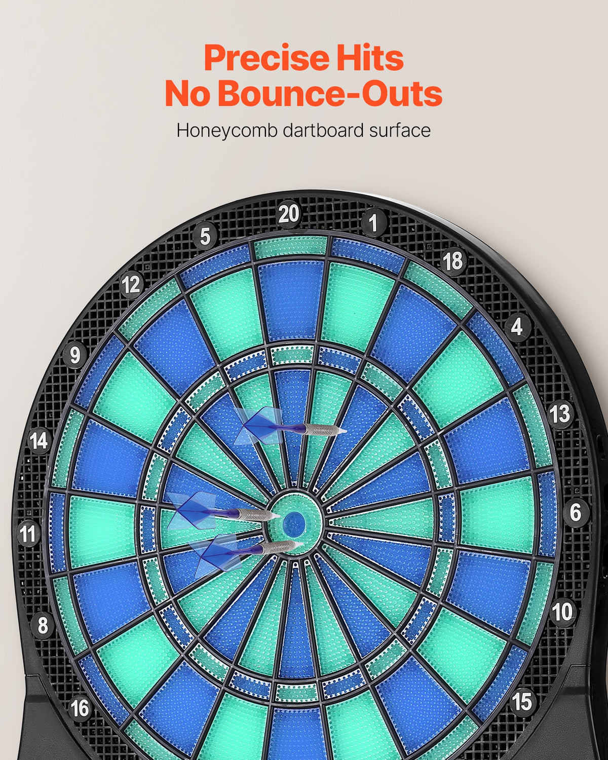 VEVOR Electronic Dart Board, LED-Illuminated Target Dartboard with 48 Games & 500+ Variations, Includes 6 Dart Shafts with Flights & 50 Soft Tips, Cricket Scoring LCD Screen - Supports Up to 8 Players - DZFBB135INCHH242X001V9 - view 4