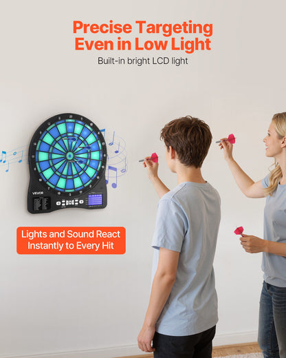 VEVOR Electronic Dart Board, LED-Illuminated Target Dartboard with 48 Games & 500+ Variations, Includes 6 Dart Shafts with Flights & 50 Soft Tips, Cricket Scoring LCD Screen - Supports Up to 8 Players - DZFBB135INCHH242X001V9 - view 7