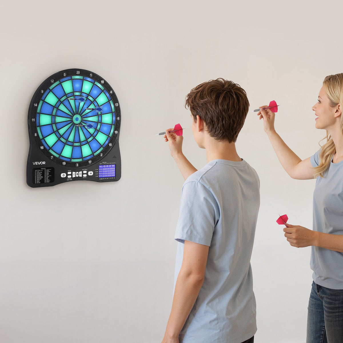 VEVOR Electronic Dart Board, LED-Illuminated Target Dartboard with 48 Games & 500+ Variations, Includes 6 Dart Shafts with Flights & 50 Soft Tips, Cricket Scoring LCD Screen - Supports Up to 8 Players - DZFBB135INCHH242X001V9 - view 9
