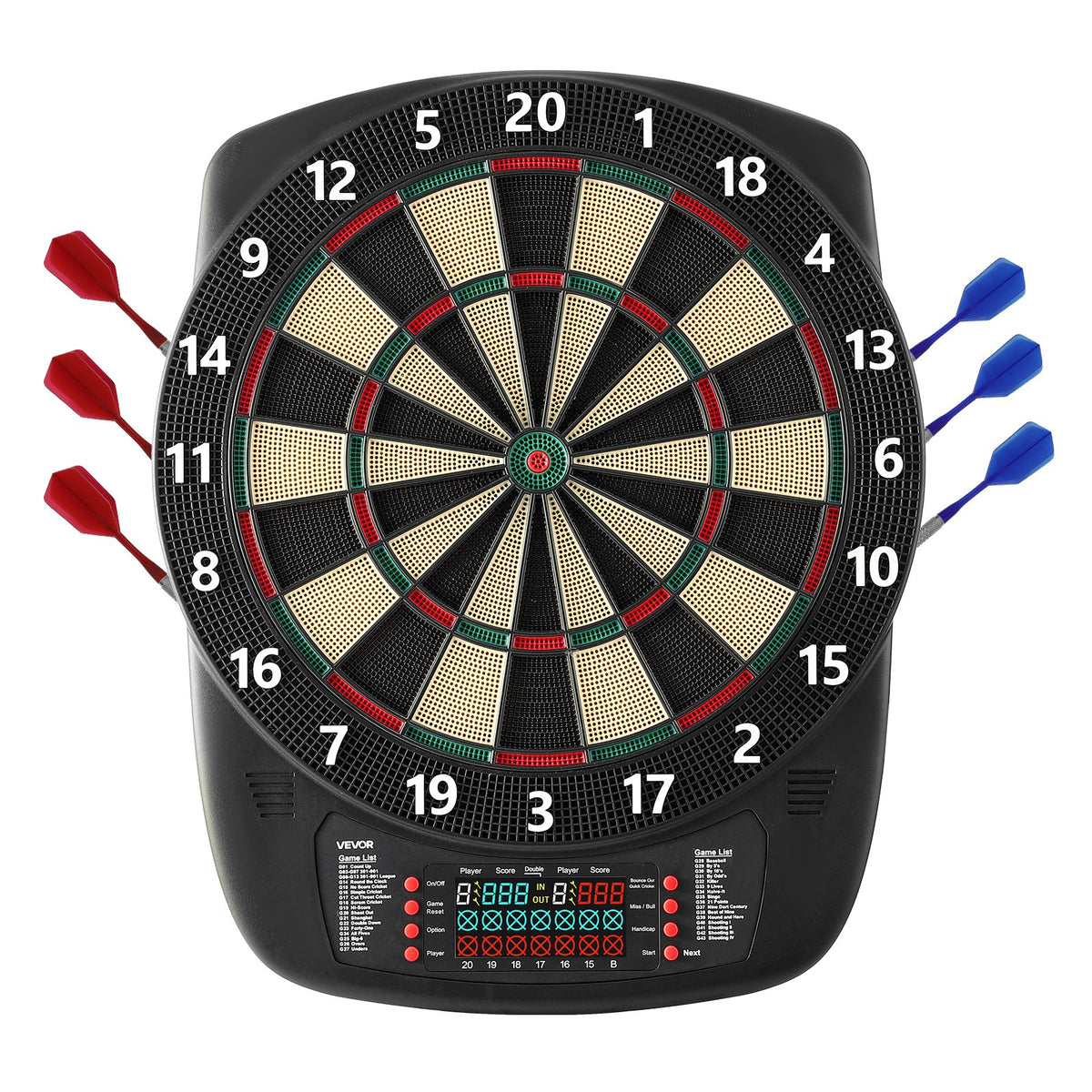 VEVOR Electronic Dart Board, 13.5" Target Dartboard with 43 Games & 200+ Variations for Up to 8 Players, 6 Dart Shafts with Flights & 50 Soft Tips, Color LCD Scoring Screen for Home Party Game Rooms - DZFBB135INCHUNE2I001V9 - view 1