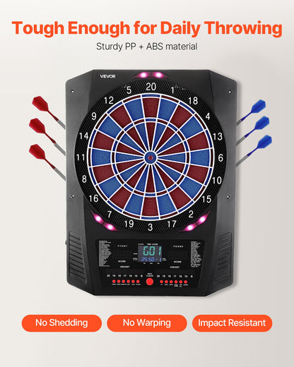 VEVOR Electronic Dart Board, 13.5" Target Dartboard with 45 Games & 474 Variations for Up to 8 Players, 6 Dart Shafts with Flights & 50 Soft Tips, Color LED Cricket Scoring Screen for Home Party Bar - DZFBB135INCHUY3BZ001V9 - view 6