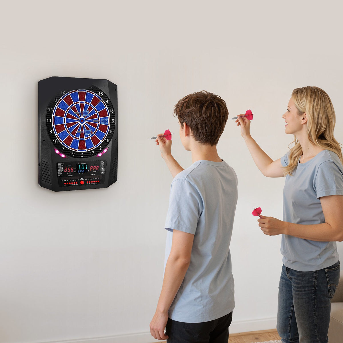 VEVOR Electronic Dart Board, 13.5" Target Dartboard with 45 Games & 474 Variations for Up to 8 Players, 6 Dart Shafts with Flights & 50 Soft Tips, Color LED Cricket Scoring Screen for Home Party Bar - DZFBB135INCHUY3BZ001V9 - view 9