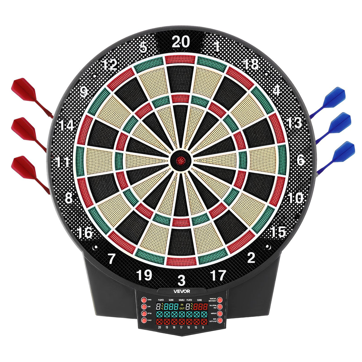 VEVOR Electronic Dart Board, 15.5" Target Dartboard with 43 Games & 320+ Variations for Up to 8 Players, 6 Dart Shafts with Flights & 50 Soft Tips, Color LCD Scoring Screen for Home Party Game Room - DZFBB155INCHSNG86001V9 - view 1