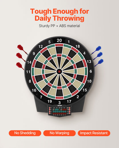 VEVOR Electronic Dart Board, 15.5" Target Dartboard with 43 Games & 320+ Variations for Up to 8 Players, 6 Dart Shafts with Flights & 50 Soft Tips, Color LCD Scoring Screen for Home Party Game Room - DZFBB155INCHSNG86001V9 - view 6