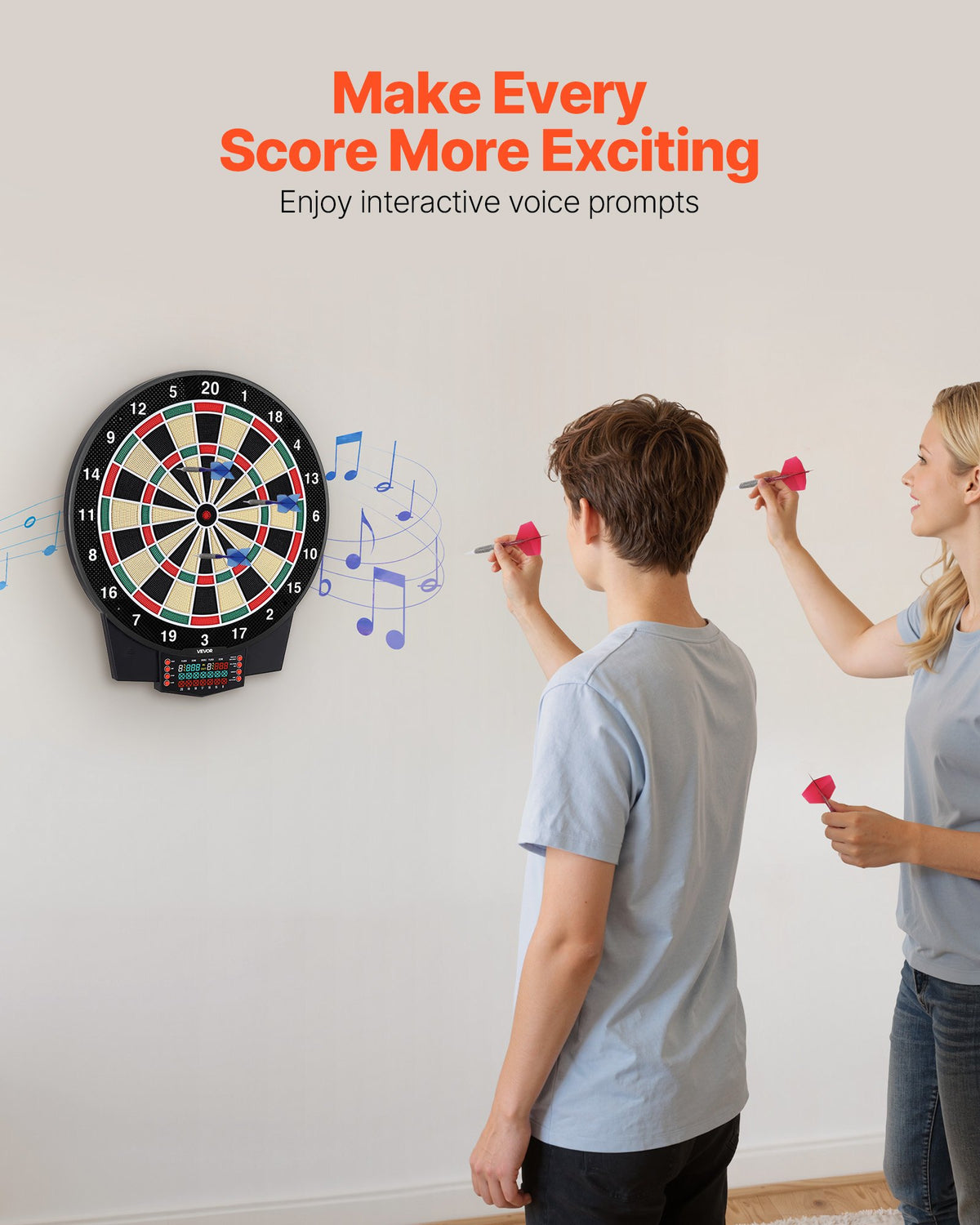 VEVOR Electronic Dart Board, 15.5" Target Dartboard with 43 Games & 320+ Variations for Up to 8 Players, 6 Dart Shafts with Flights & 50 Soft Tips, Color LCD Scoring Screen for Home Party Game Room - DZFBB155INCHSNG86001V9 - view 7