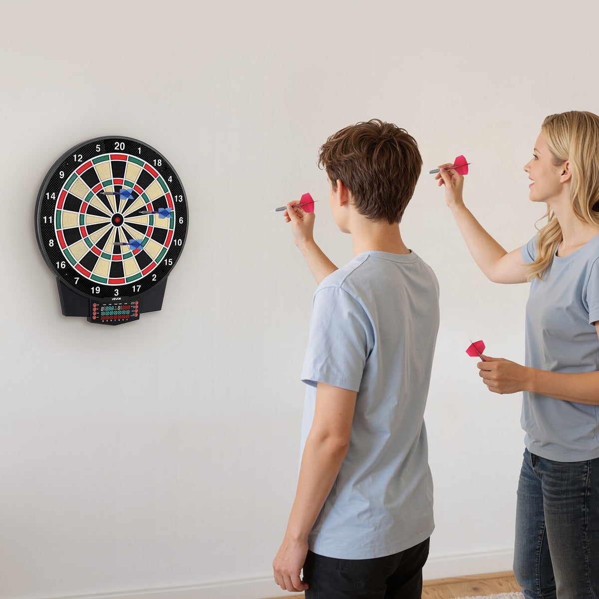VEVOR Electronic Dart Board, 15.5" Target Dartboard with 43 Games & 320+ Variations for Up to 8 Players, 6 Dart Shafts with Flights & 50 Soft Tips, Color LCD Scoring Screen for Home Party Game Room - DZFBB155INCHSNG86001V9 - view 9