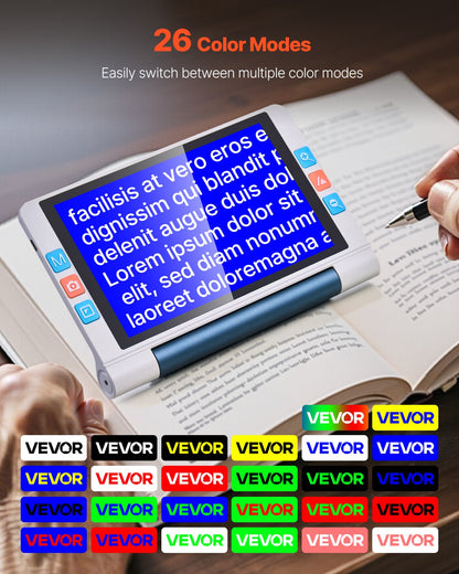 VEVOR Portable Digital Magnifier, 8-inch Touchscreen Electronic Video Magnifier for Low Version, 2X - 20X Electronic Reading Aid with 13MP Auto-Focus HD Lens, 26 Color Mode, HDMI Output & 16GB Storage - DZFDJZDSCP8IJ367M001V9 - view 6