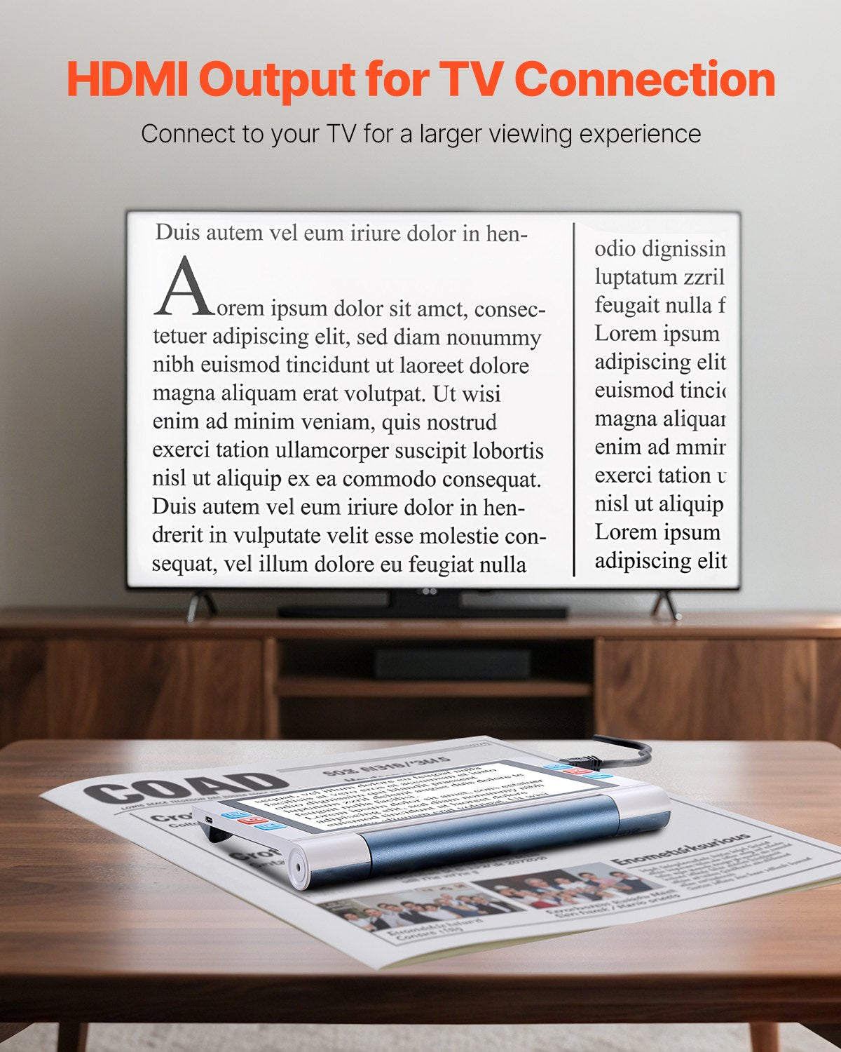 VEVOR Portable Digital Magnifier, 8-inch Touchscreen Electronic Video Magnifier for Low Version, 2X - 20X Electronic Reading Aid with 13MP Auto-Focus HD Lens, 26 Color Mode, HDMI Output & 16GB Storage - DZFDJZDSCP8IJ367M001V9 - view 8