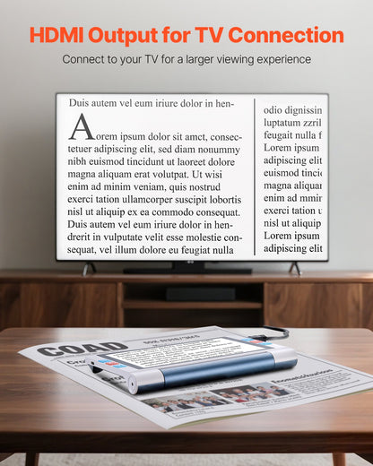 VEVOR Portable Digital Magnifier, 8-inch Touchscreen Electronic Video Magnifier for Low Version, 2X - 20X Electronic Reading Aid with 13MP Auto-Focus HD Lens, 26 Color Mode, HDMI Output & 16GB Storage - DZFDJZDSCP8IJ367M001V9 - view 8