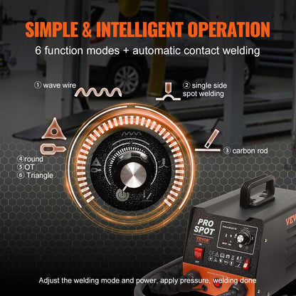 VEVOR Stud Welder Dent Repair Kit, 3KW Spot Welder Dent Puller with 6 Welding Modes, Auto Body Spot Welding Dent Puller Machine & 16 Types of Welding Accessories for Car, Truck, Motorcycle Dent Repair - DZFTSLZHJ3KWV0J5VV1 - view 3