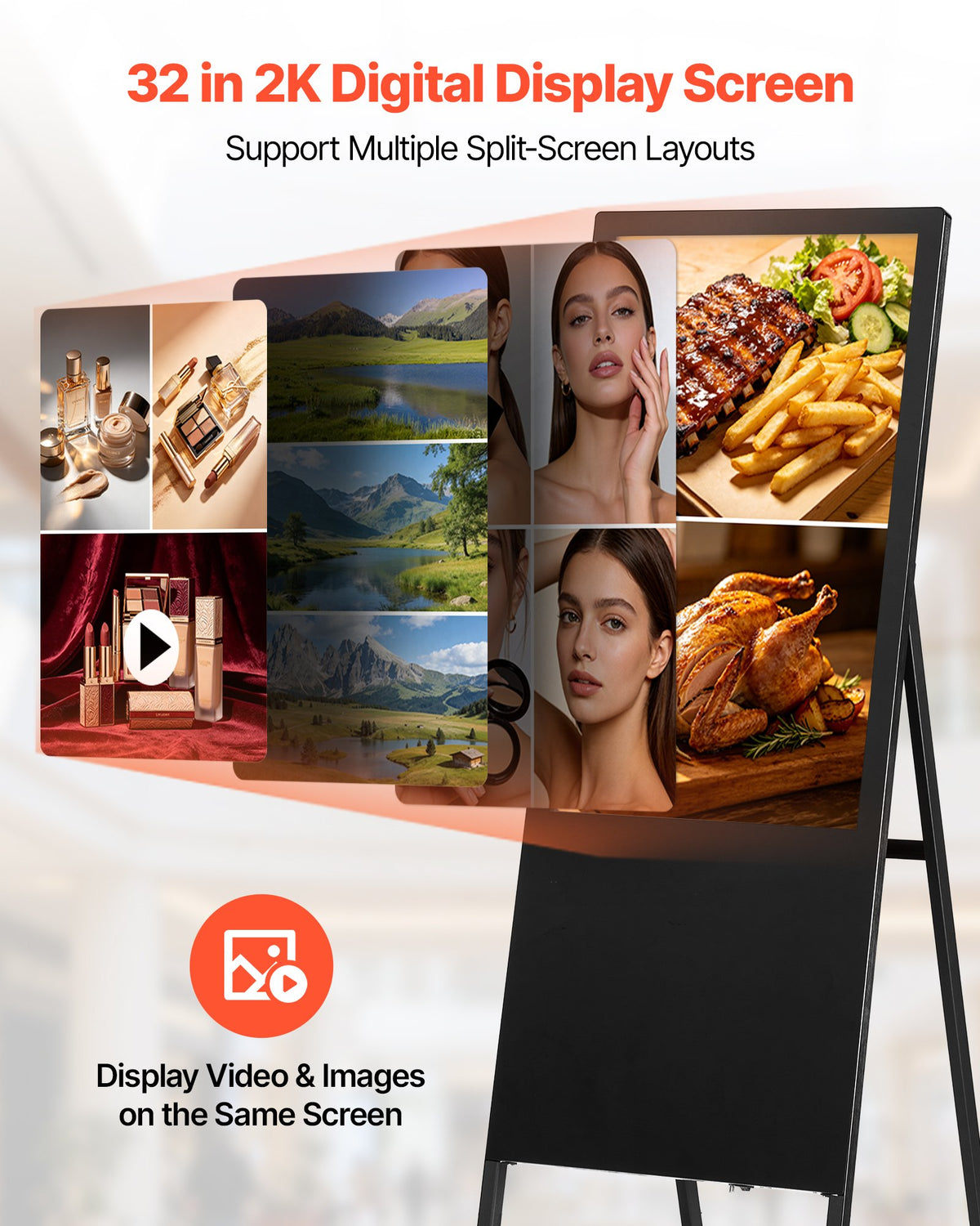 VEVOR 32 in Indoor Digital Signage Floor Standing Advertising Display Kiosk, with WiFi HDMI/USB Input Android OS, 178° Wide View, LCD Screen Interactive Monitor, Commercial Totem Vertical Poster - DZGGT2025GSKAHN81001V1 - view 3