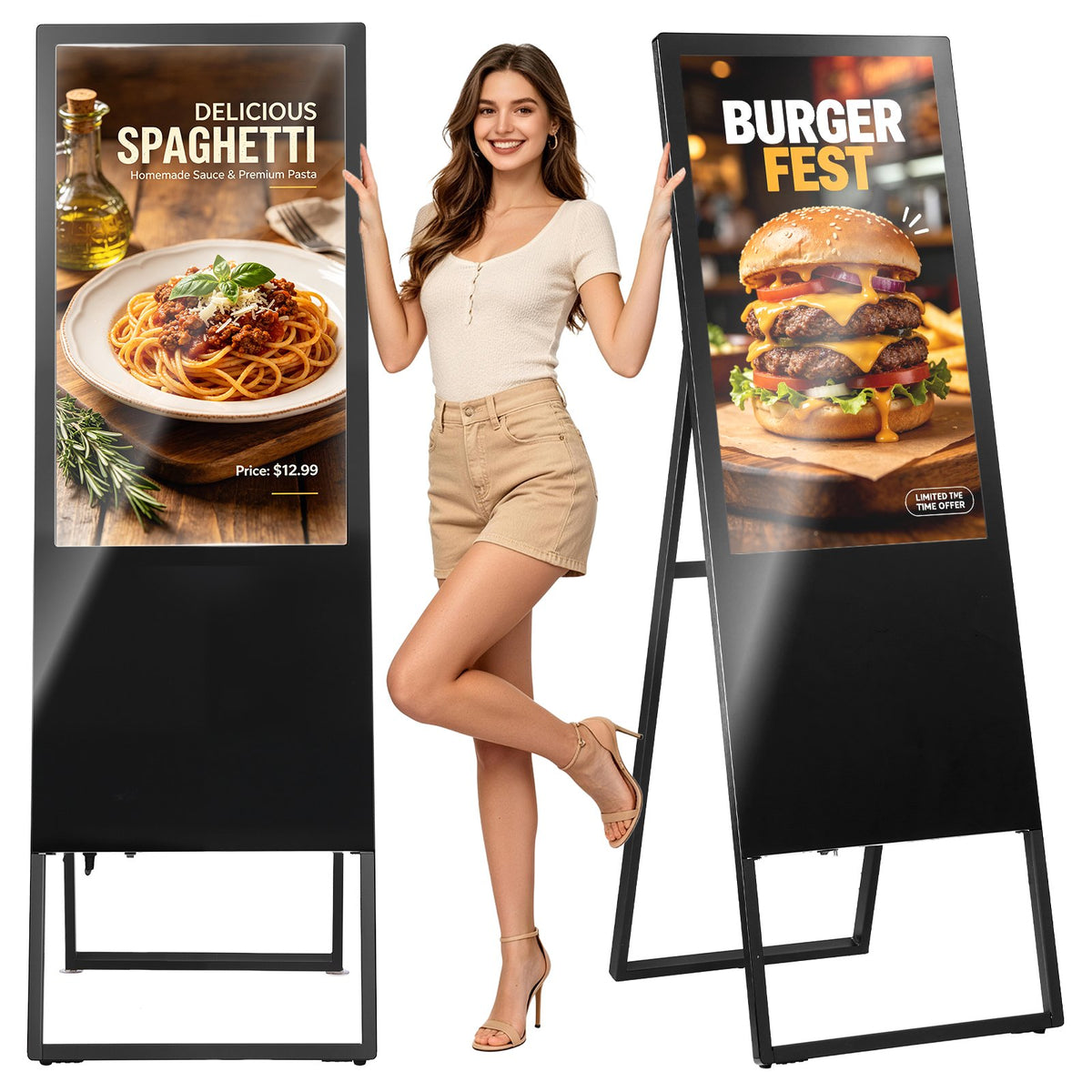 VEVOR 32 in Indoor Digital Signage Floor Standing Advertising Display Kiosk, WiFi HDMI/USB Input Android OS, 178° Wide View, LCD Touchscreen Interactive Monitor, Commercial Totem Vertical Poster - DZGGT2025GSKDJ8XG001V1 - view 1