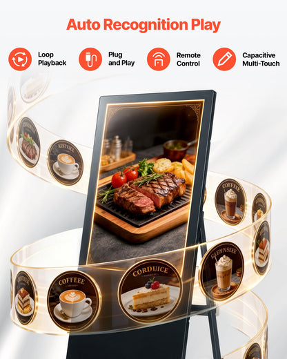 VEVOR 32 in Indoor Digital Signage Floor Standing Advertising Display Kiosk, WiFi HDMI/USB Input Android OS, 178° Wide View, LCD Touchscreen Interactive Monitor, Commercial Totem Vertical Poster - DZGGT2025GSKDJ8XG001V1 - view 6