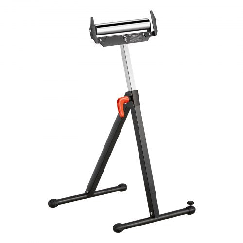 VEVOR Roller Stand, 250 lb Load Capacity, 27 in-43 in Adjustable Height, Folding Heavy Duty with Edge Guides & 11.5 in Polished Steel Roller Head, for Table Saw Outfeed Woodworking Extension Support - DZGTMGGJ250LH8UNKV0 - view 2