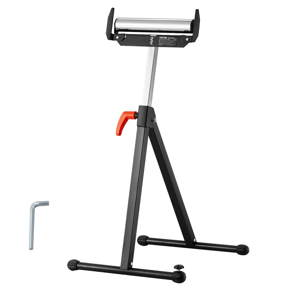 VEVOR Roller Stand, 250 lb Load Capacity, 27 in-43 in Adjustable Height, Folding Heavy Duty with Edge Guides & 11.5 in Polished Steel Roller Head, for Table Saw Outfeed Woodworking Extension Support - DZGTMGGJ250LH8UNKV0 - view 10