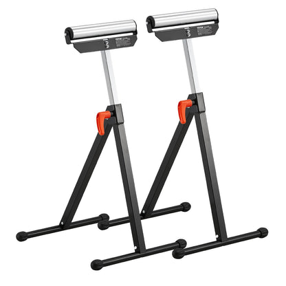 VEVOR 2-Pack Roller Stands, 135 lb Load Capacity, 26.8-42.5'' Adjustable Height, Folding Heavy Duty Design with 11.5 in Polished Steel Roller Head, for Table Saw Outfeed Woodworking Extension Support - DZGTMGGJ2JZ1IM5TRV0 - view 1