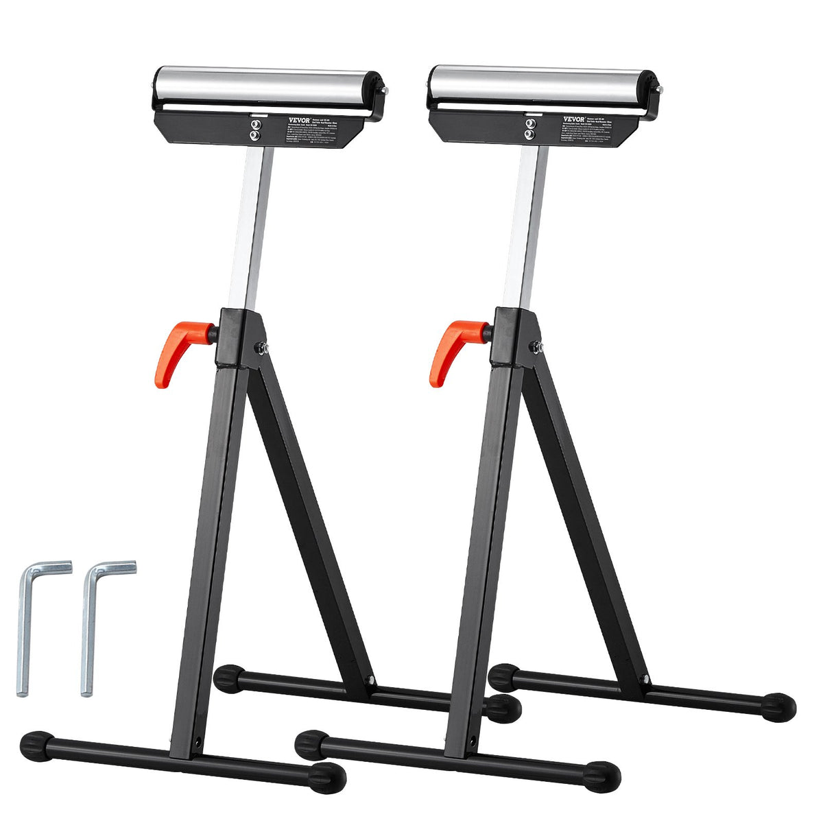 VEVOR 2-Pack Roller Stands, 135 lb Load Capacity, 26.8-42.5'' Adjustable Height, Folding Heavy Duty Design with 11.5 in Polished Steel Roller Head, for Table Saw Outfeed Woodworking Extension Support - DZGTMGGJ2JZ1IM5TRV0 - view 10
