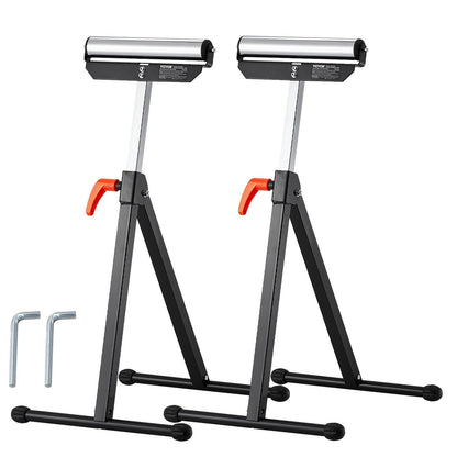 VEVOR 2-Pack Roller Stands, 135 lb Load Capacity, 26.8-42.5'' Adjustable Height, Folding Heavy Duty Design with 11.5 in Polished Steel Roller Head, for Table Saw Outfeed Woodworking Extension Support - DZGTMGGJ2JZ1IM5TRV0 - view 10