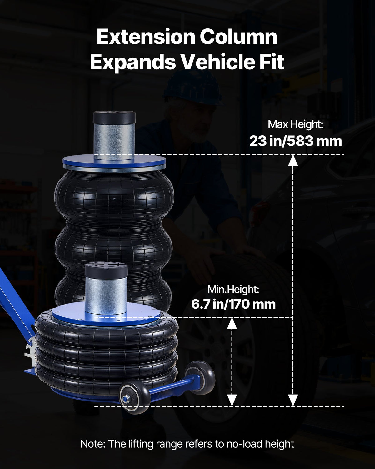 VEVOR Air Jack, 6 Ton/13227 lbs Airbag Jack, Lift Up to 26.5 inch with Heightened Column, Adjustable Handle & Thick Rubber Pad, 2-5 s Fast Lifting Pneumatic for Car, SUV, Pickup Truck Repair, Garage - DZGZQNQJDLS6CB1LJ001V0 - view 3