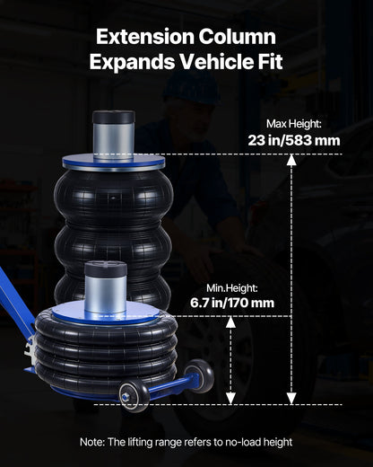 VEVOR Air Jack, 6 Ton/13227 lbs Airbag Jack, Lift Up to 26.5 inch with Heightened Column, Adjustable Handle & Thick Rubber Pad, 2-5 s Fast Lifting Pneumatic for Car, SUV, Pickup Truck Repair, Garage - DZGZQNQJDLS6CB1LJ001V0 - view 3
