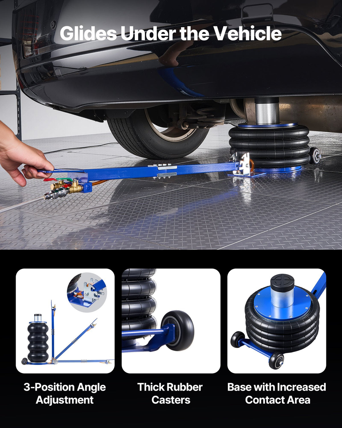 VEVOR Air Jack, 6 Ton/13227 lbs Airbag Jack, Lift Up to 26.5 inch with Heightened Column, Adjustable Handle & Thick Rubber Pad, 2-5 s Fast Lifting Pneumatic for Car, SUV, Pickup Truck Repair, Garage - DZGZQNQJDLS6CB1LJ001V0 - view 6