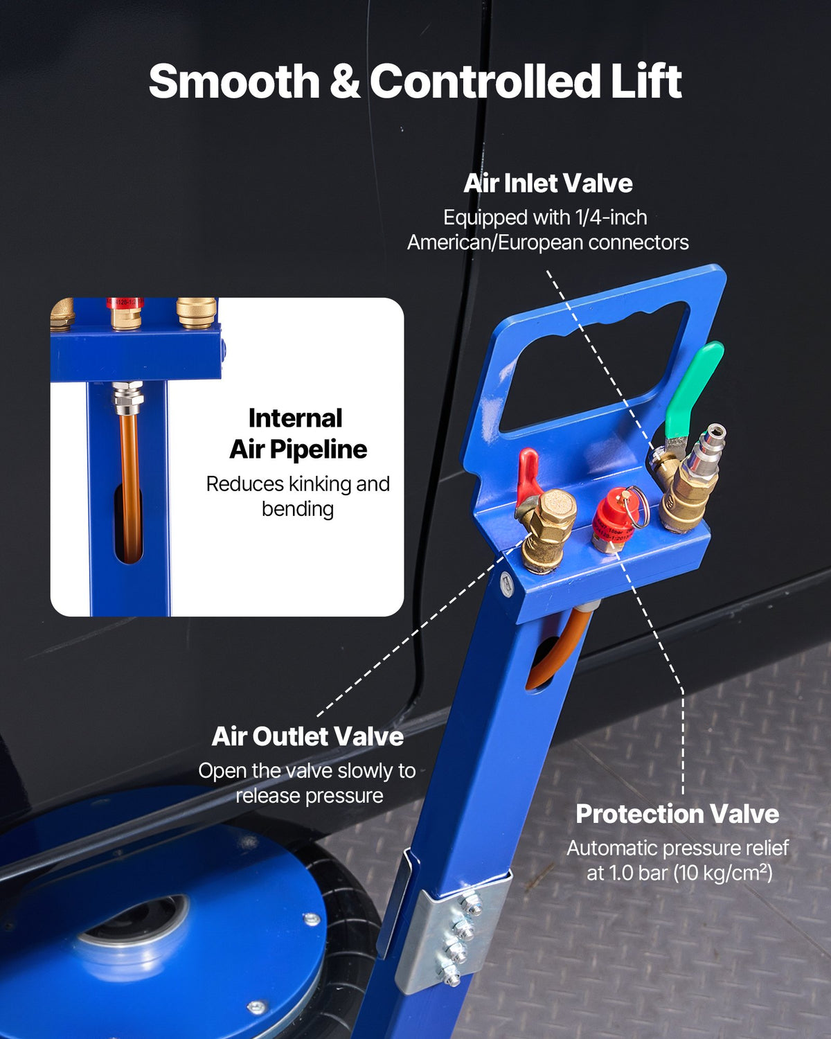 VEVOR Air Jack, 6 Ton/13227 lbs Airbag Jack, Lift Up to 26.5 inch with Heightened Column, Adjustable Handle & Thick Rubber Pad, 2-5 s Fast Lifting Pneumatic for Car, SUV, Pickup Truck Repair, Garage - DZGZQNQJDLS6CB1LJ001V0 - view 7