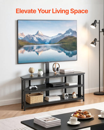VEVOR TV Stand with Mount, 45.3 Inch, Corner TV Stand Console with Power Outlet, for 32-75 Inch TVs, Height Adjustable Swivel Entertainment Center with Storage & LED Lights, for Living Room, Black - DZJDSJ45INCHAE0H8001V1 - view 3