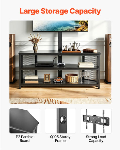 VEVOR TV Stand with Mount, 45.3 Inch, Corner TV Stand Console with Power Outlet, for 32-75 Inch TVs, Height Adjustable Swivel Entertainment Center with Storage & LED Lights, for Living Room, Black - DZJDSJ45INCHAE0H8001V1 - view 8