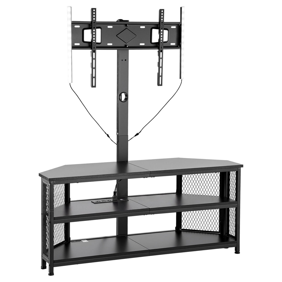 VEVOR TV Stand with Mount, 45.3 Inch, Corner TV Stand Console with Power Outlet, for 32-75 Inch TVs, Height Adjustable Swivel Entertainment Center with Storage & LED Lights, for Living Room, Black - DZJDSJ45INCHAE0H8001V1 - view 10