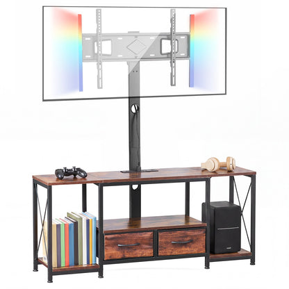 VEVOR TV Stand with Mount, 47.2 Inch, TV Stand Console with Power Outlet & Storage Drawers, for 32-75 Inch TVs, Height Adjustable Entertainment Center with LED Lights, for Living Room, Rustic Brown - DZJDSJ48INCH49SSU001V1 - view 1