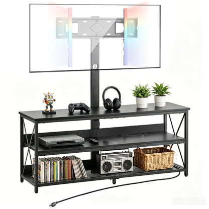 VEVOR TV Stand with Mount, 47.2 Inch, TV Stand Console with Power Outlet, for 32-75 Inch TVs, Height Adjustable Swivel Entertainment Center with Open Storage Shelf, for Living Room Bedroom, Black - DZJDSJ48INCHGRRUY001V1 - view 1