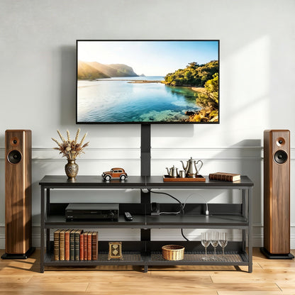 VEVOR TV Stand with Mount, 47.2 Inch, TV Stand Console with Power Outlet, for 32-75 Inch TVs, Height Adjustable Swivel Entertainment Center with Open Storage Shelf, for Living Room Bedroom, Black - DZJDSJ48INCHGRRUY001V1 - view 9