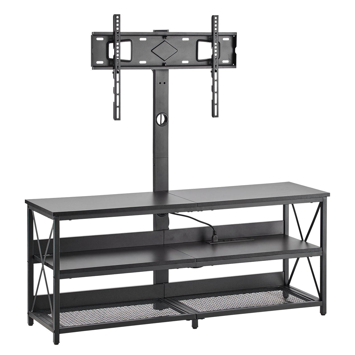 VEVOR TV Stand with Mount, 47.2 Inch, TV Stand Console with Power Outlet, for 32-75 Inch TVs, Height Adjustable Swivel Entertainment Center with Open Storage Shelf, for Living Room Bedroom, Black - DZJDSJ48INCHGRRUY001V1 - view 10