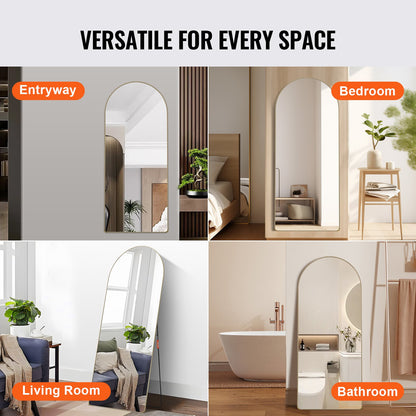 VEVOR Arched Full Length Mirror, 71'' x 30'', Large Free Standing Leaning Hanging Wall Mounted Floor Mirror with Stand Aluminum Alloy Frame, Full Body Dressing Mirror for Living Room Bedroom, Black - DZJGXLDJ71YCEYKBYV0 - view 7