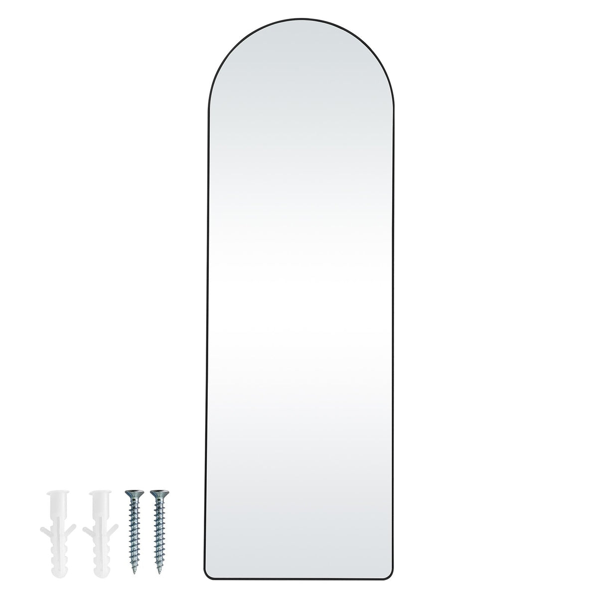 VEVOR Curved Tall Mirror, 65'' x 22'', Spacious Standalone or Wall Mount Reflective Surface with Aluminum Frame, Comprehensive View Dress Mirror for Bedroom or Living Space, Black - DZJGXLDJLHJHY0QFCV0 - view 10
