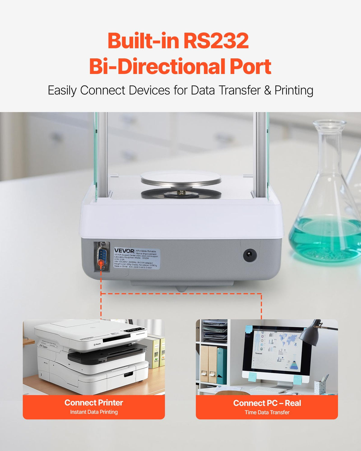 VEVOR Analytical Balance, 220 g x 0.1 mg, 0.0001 g High Precision Accuracy Lab Scale, g/oz/ct/mg 4 Units Electronic Digital Analytical Balance with Glass Draft Shield, for Laboratory Jewelry Pharmacy - DZJMFXTP0000JSCNL001V1 - view 6