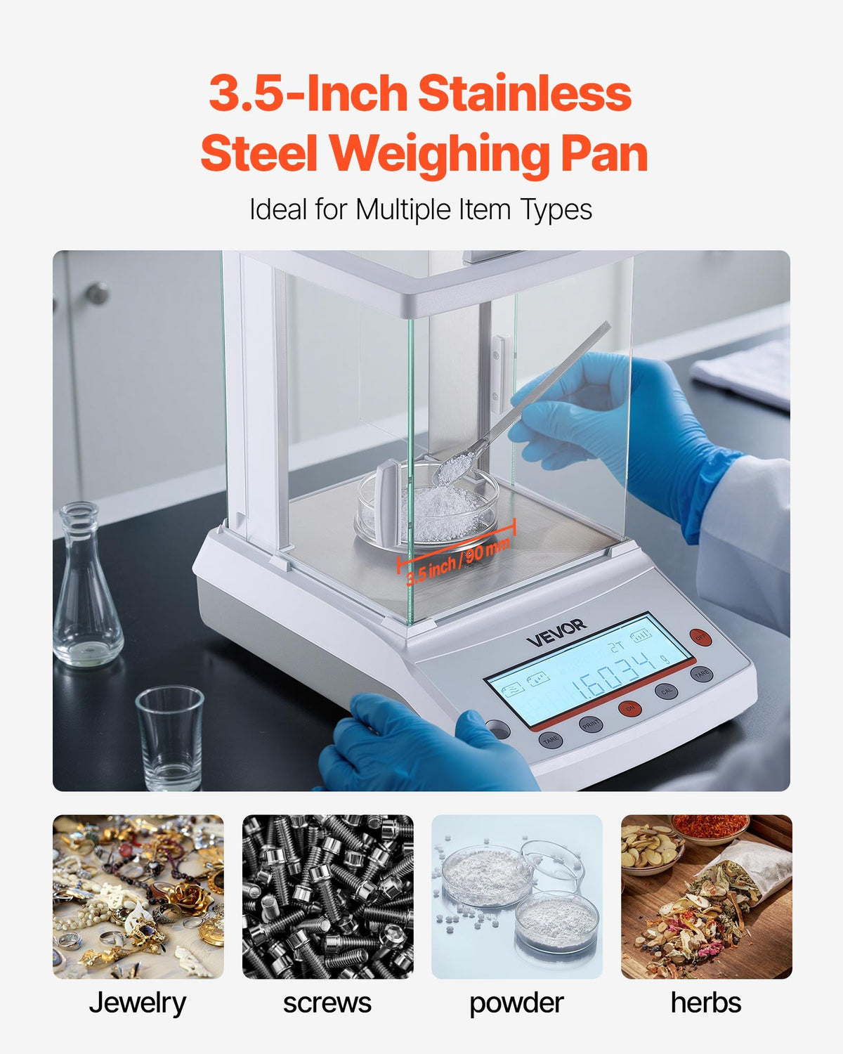 VEVOR Analytical Balance, 220 g x 0.1 mg, 0.0001 g High Precision Accuracy Lab Scale, g/oz/ct/mg 4 Units Electronic Digital Analytical Balance with Glass Draft Shield, for Laboratory Jewelry Pharmacy - DZJMFXTP0000JSCNL001V1 - view 7