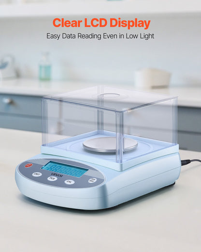 VEVOR Analytical Balance, 200 g x 0.001 g, High Precision Accuracy Lab Scale, 13 Units Electronic Digital Analytical Balance with Glass Draft Shield and Weighing Pan, for Laboratory Jewelry Pharmacy - DZJMFXTP0001W91KV001V1 - view 4
