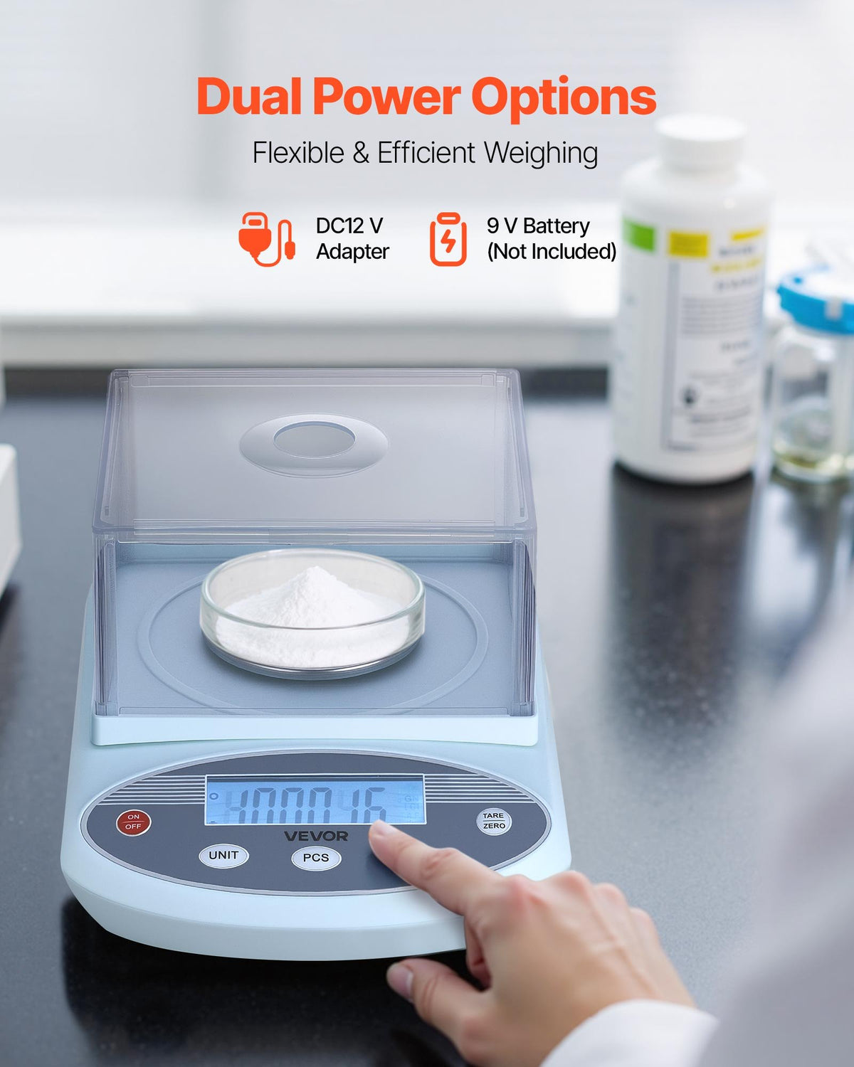 VEVOR Analytical Balance, 200 g x 0.001 g, High Precision Accuracy Lab Scale, 13 Units Electronic Digital Analytical Balance with Glass Draft Shield and Weighing Pan, for Laboratory Jewelry Pharmacy - DZJMFXTP0001W91KV001V1 - view 6